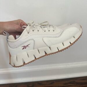 NWT Reebok Galaxy1 White and Maroon Sneakers with Chunky Sole